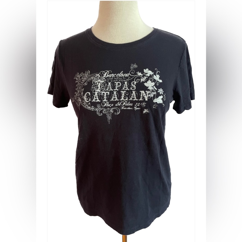 J. Crew Black Tee with White Graphic